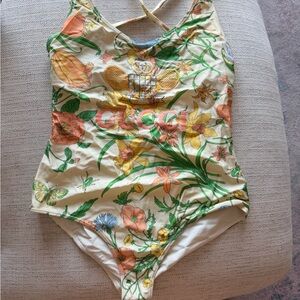 Gucci Cream Floral Print Swimsuit